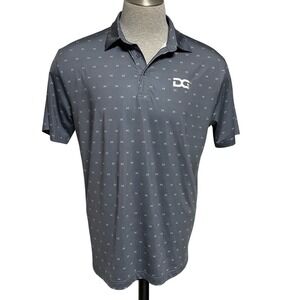 DG Gray Embroidered All Over Logo Polo Shirt Mens Medium